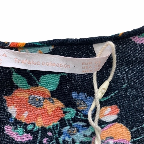 Zara Trafaluc Floral Ruched Sleeve Baby Doll Top Size Extra Small - Picture 14 of 15